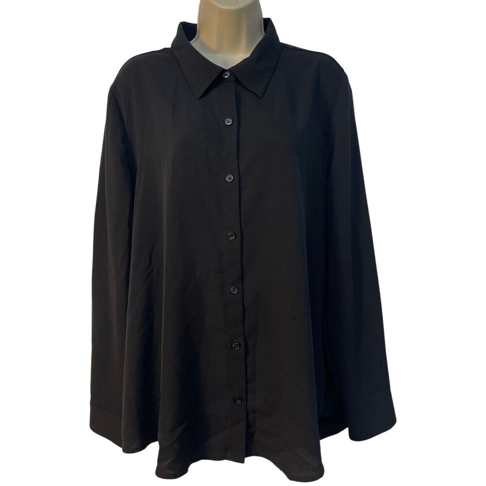 Alex Marie Women’s Long Sleeve Button Up Blouse Color Black Size XL